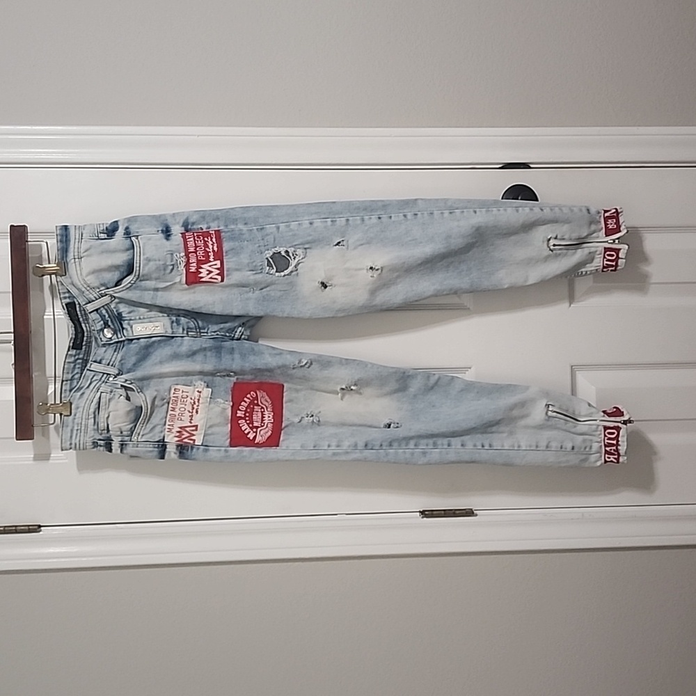 Mario Morato Men's Skinny Patch Jeans Streetwear European Size 32​​​